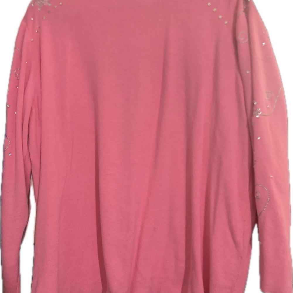 Quacker Factory Pink Cardigan with Silver Accents 3x Zip Front - Picture 2 of 5